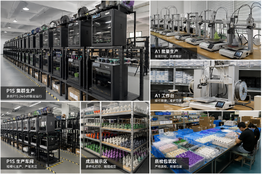 HC 3D printing factory production, R&D, quality inspection, and finished product showcase